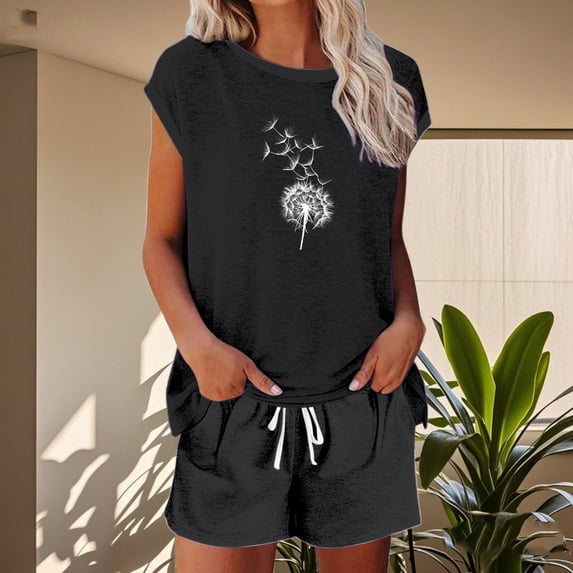 MAIHAN Women Casual Outfits Spring Outfits for Women 2026 Short Sleeve Top and Shorts Shorts Sets Women 2 Piece Outfits Casual Two-Piece Outfit