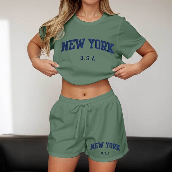MAIHAN Women Casual Outfits Y2k Outfits Short Sleeve Sets Trendy 2 Piece Summer Shorts Set Plus Size Outfits for Curvy Women