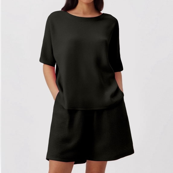 MAIHAN Women Shorts Sets Outfits Spring Outfits Shirt & Shorts Clothes Set Crewneck Tees Shorts Playwear Sets Casual Two-Piece Outfit
