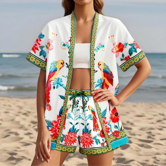 MAIHAN Women Summer Outfits Spring Outfits for Women Short Sleeve Top and Shorts Elastic Waist Shorts 2pcs Clothes Set for Casual and Summer Wear