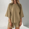 thumbnail image 1 of MAIHAN Women Summer Outfits Women Spring Outfits Short Sleeve Top and Shorts Trendy 2 Piece Summer Shorts Set Plus Size Outfits for Curvy Women, 1 of 5