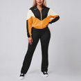 thumbnail image 1 of MAIHAN-Women Two Piece Outfits Workout Sets Women's Color Block Zip Up Tracksuit - Matching Jacket & Slim Fit Pants Set for Running, Yoga & Casual Wear(Yellow,L), 1 of 6