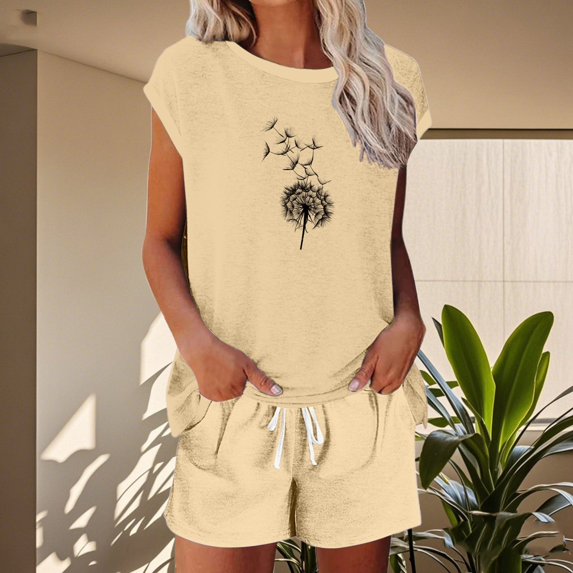 MAIHAN Women Vacation Outfits Spring Outfits Shirt Tops Shorts Clothes Sets Trendy 2 Piece Summer Shorts Set Comfortable Playwear Daily Wear
