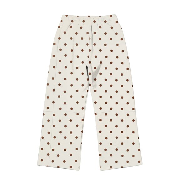 MAIHAN Women halloween pants Wide Leg Casual Trousers All‑Over Circular Print Side Hand Pockets For Christmas Seasonal Festive Occasion (Beige,S)