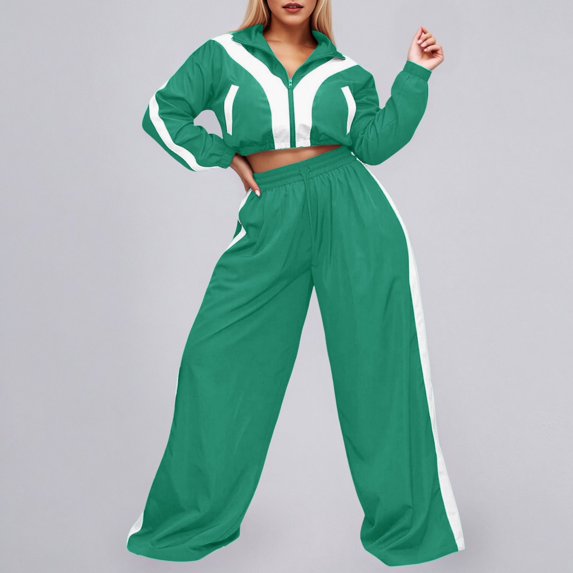MAIHAN-Womens 2 pieces Sweatsuit Sets Zip Up Sweatshirts and Sweatpants Tracksuit Lounge Set Travel Outfits with Pocktes(Green,XXL)