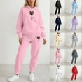 thumbnail image 1 of MAIHAN Womens Hooded Sweatsuits 2 Piece Outfits Heart Print Sweatshirt Hoodie Jogger Sweatpant Soft Solid Color Sweatsuits Set with Pockets Valentine Outfits(Pink,S), 1 of 5