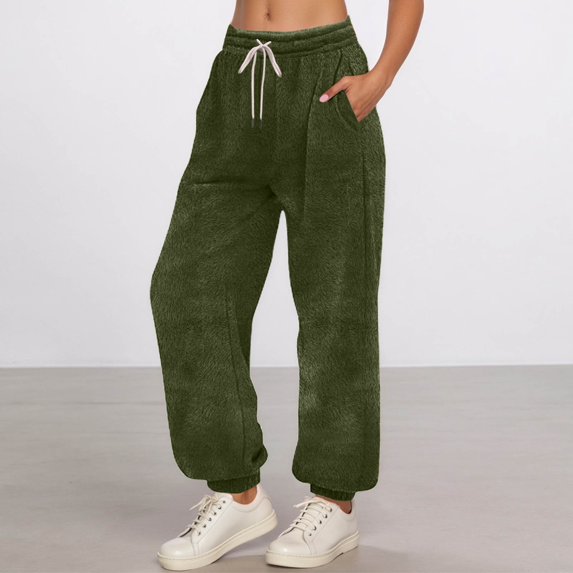 MAIHAN-Womens Joggers with Pockets Casual Loose Striped Drawstring Elastic High Waist Pants Athletic Straight Leg Sweatpants Lounge Travel Joggers Fall Fashion Must Haves(Army Green,L)