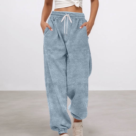 MAIHAN-Womens Joggers with Pockets Casual Loose Striped Drawstring Elastic High Waist Pants Athletic Straight Leg Sweatpants Lounge Travel Joggers Fall Fashion Must Haves(Navy,M)