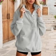 thumbnail image 1 of MAIHAN-Womens Oversized Sweatshirt Sweatshirts Solid Color Button Down Round Neck Loose Fit Long Sleeve Casual Pullover Sweatshirt Top Soft Comfortable Blouse Winter Clothes(Light Gray,S), 1 of 5