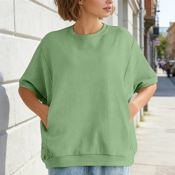 MAIHAN Womens Short Sleeve Sweatshirt Casual Summer Boho Tops Casual Basic Tee Shirts Short Sleeve Spring Summer Tops Spring Clothes Trendy Outfit