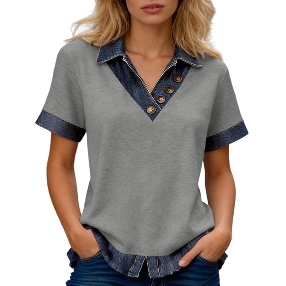 MAIHAN Womens Summer T-Shirts Half Sleeve Summer Tees Solid Color Flowy Tops Womens Summer Tops Cute Trendy Tunic Blouses