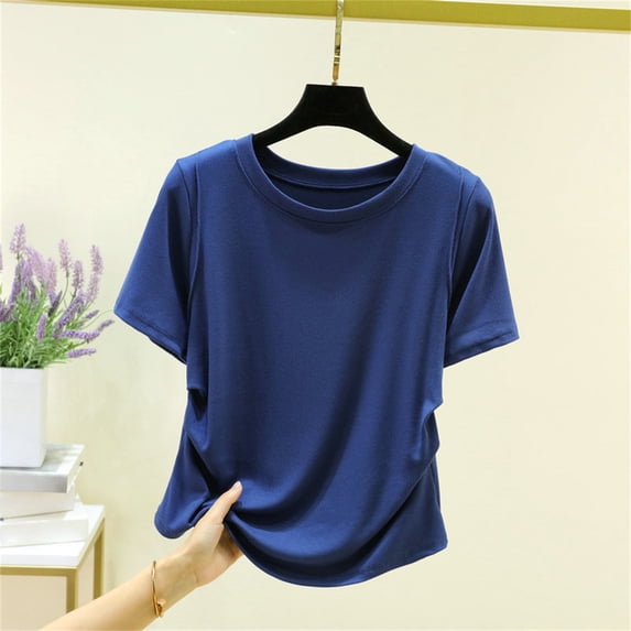MAIHAN Womens Summer T-Shirts Summer Tops 2026 Spring Trendy Casual Crew Neck Basic Tops Loose Fit Cute Basic Spring Clothes Trendy Outfit