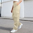 thumbnail image 1 of MAIHAN Womens Wide Leg Pants Cargo Pants for Women High Waisted Baggy Wide Leg Stretchy Y2K Streetwear Black Cargo Pants Women with Pockets(Beige,XXL), 1 of 6