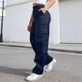 thumbnail image 1 of MAIHAN Womens Wide Leg Pants Cargo Pants for Women High Waisted Baggy Wide Leg Stretchy Y2K Streetwear Black Cargo Pants Women with Pockets(Dark Blue,L), 1 of 6