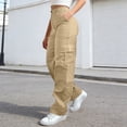 thumbnail image 1 of MAIHAN Womens Wide Leg Pants Cargo Pants for Women High Waisted Baggy Wide Leg Stretchy Y2K Streetwear Black Cargo Pants Women with Pockets(Khaki,M), 1 of 6