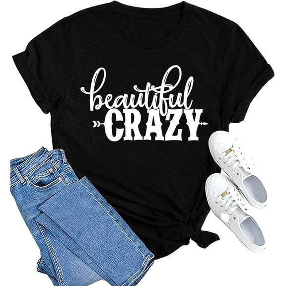 MAIHUN Beautiful Crazy Shirts Women Country Music Tshirt Funny Letter Printed Tee Casual Short Sleeve Tops