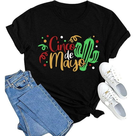MAIHUN Cinco De Mayo Shirts for Women Sombrero Tshirt Summer Mexican Fiesta Vacation Tee Tops