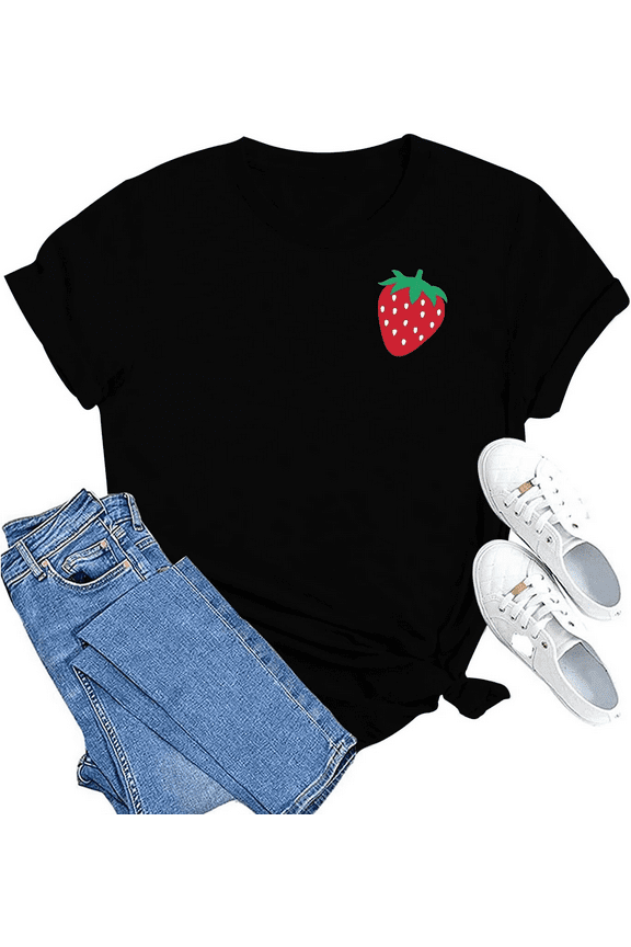 MAIHUN Strawberry Shirts Fruit Tshirts Strawberries Graphic Tee Garden Clothing Gardener Gift Tops100% cotton