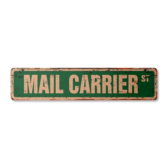 MAIL CARRIER Vintage Plastic Street Sign letter handler deliver USPS retirement | Indoor/Outdoor | Â 36" Wide