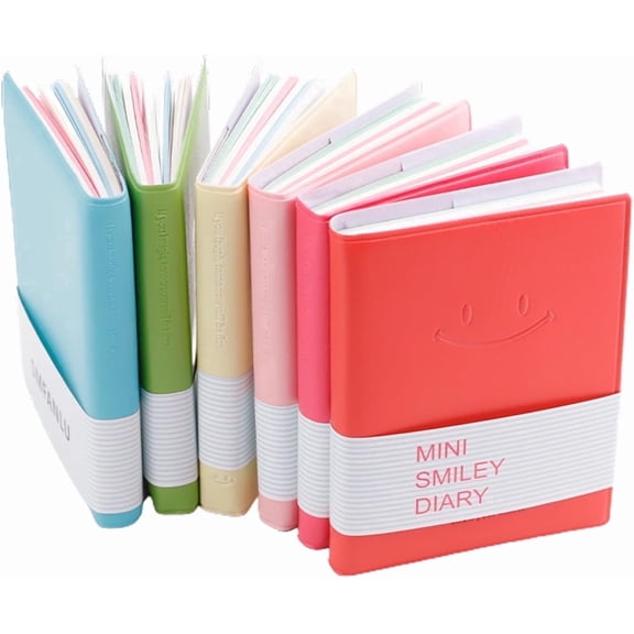 MAILINI 18 Pack Mini Pocket Notebooks, Small Notepads Cute Lined Memo with Smiley PU Leather Cover, Portable Notebook Office Supplies, 100 Sheets (6 Colors,4 x 3 In)