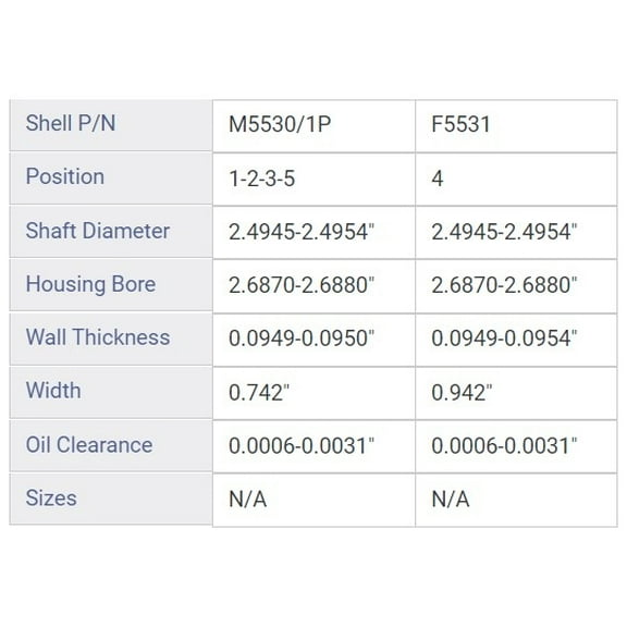 MAIN BRNG GM CHEV ISU 2.0
