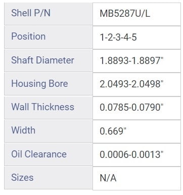 MAIN BRNG GM TOY 1.8L DOH