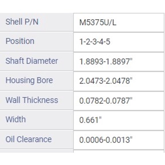MAIN BRNG TOY GM 1.8L DOH