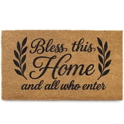MAINEVENT Bless This Home Coir Doormat, 17"x30" Outdoor Welcome Mat