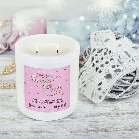 Mainstays Snow Cute Scented Sentiment Candle, 10 oz, Single-Wick, Holiday Fragrance
