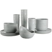 Mainstays 30-Piece Plastic Etched Ghost Dinnerware Set, Grey