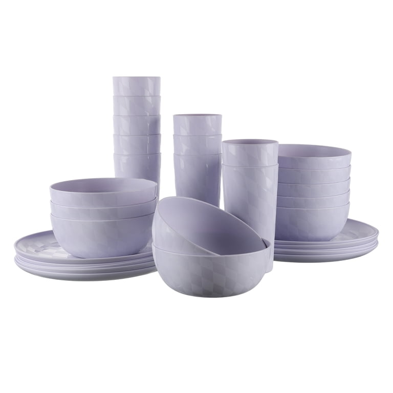 Mainstays 30-Piece Plastic Check Pattern Dinnerware Bundle Set