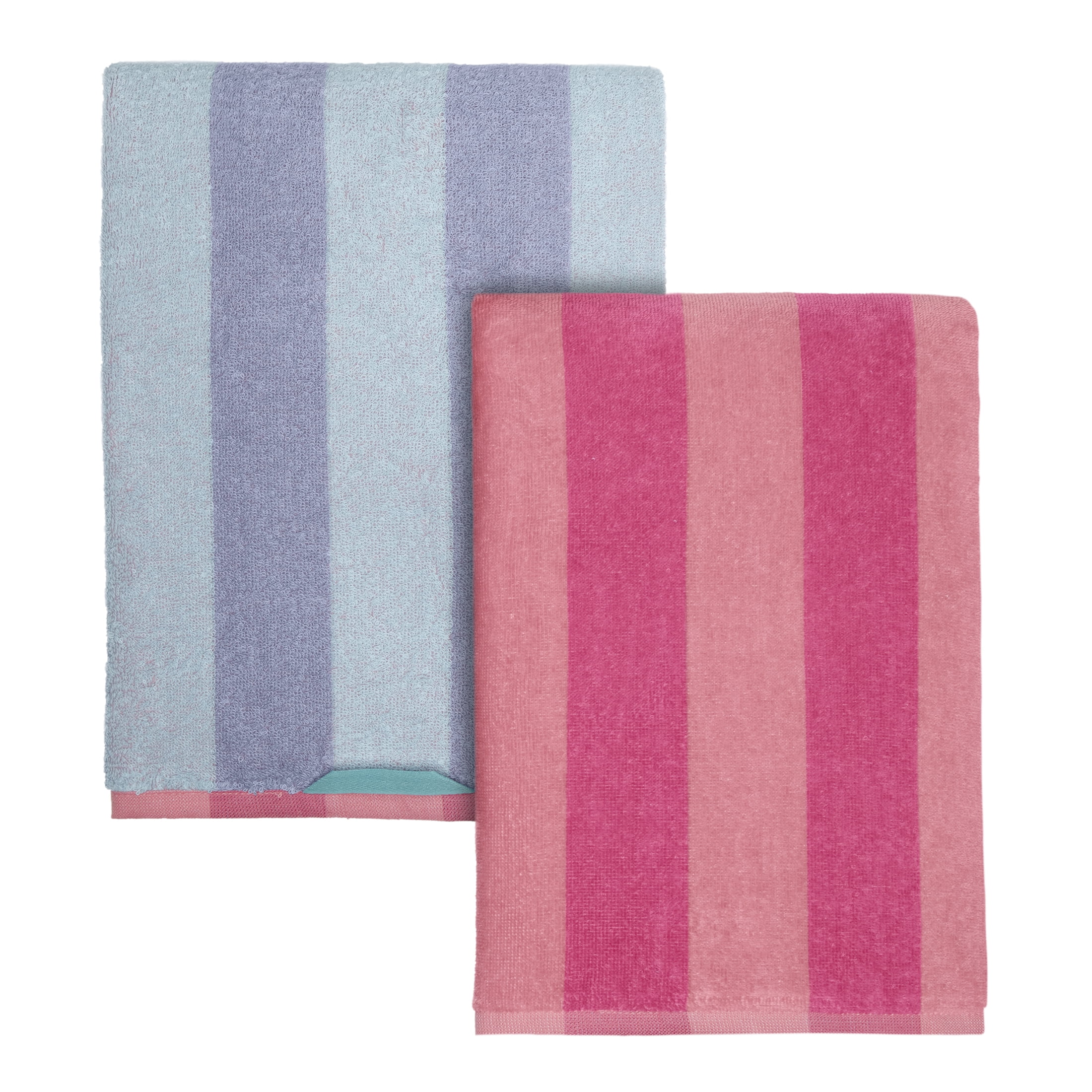 Mainstays Cabana Striped Pink & Purple Cotton-Blend Beach Towels (4 Count) - Walmart.com
