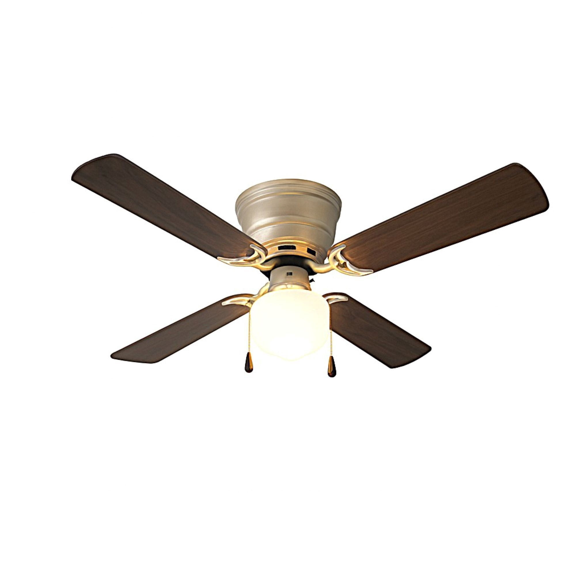 Mainstays Hugger 42 Inch Indoor Ceiling Fan with Light Kit, Satin Nickel Finish