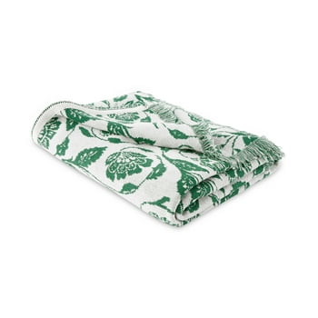 Mainstays by Becky G. & Alejandra Tapestry Knit Throw, Green Floral, 50" x 60"