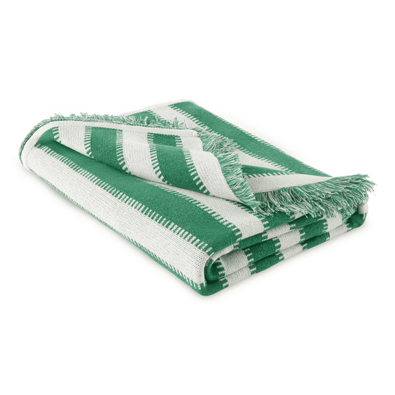 Mainstays by Becky G. & Alejandra Tapestry Knit Throw, Green Stripe, 50" x 60"