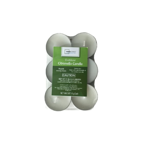 Mainstays Outdoor Citronella Candle - 2 oz Tealight | Repels Mosquitoes | 6 Pack | Up to 2 Hours Burn Time