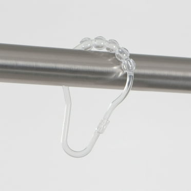 Mainstays Shower Curtain Rollerball Hooks, Easy Gliding, Clear, Set of 12