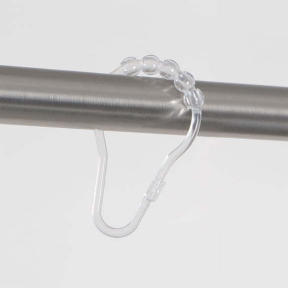 Mainstays Shower Curtain Rollerball Hooks, Easy Gliding, Clear, Set of 12