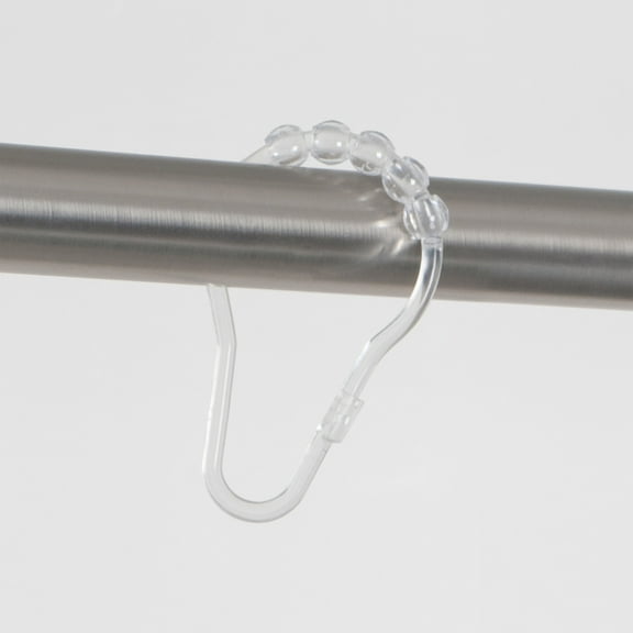 Mainstays Shower Curtain Rollerball Hooks, Easy Gliding, Clear, Set of 12