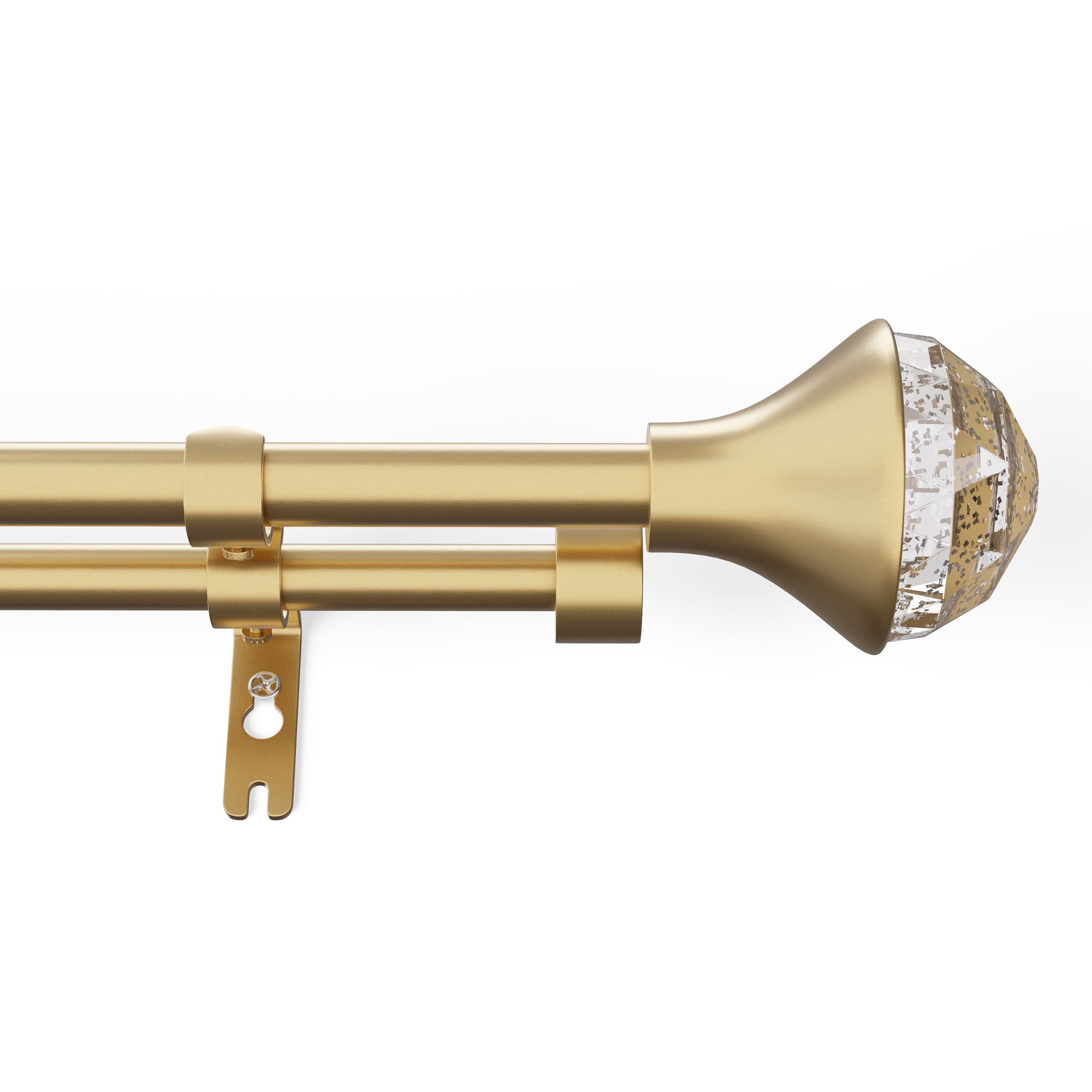 Mainstays Kids 3/4" Gold Faceted Gem Adjustable Double Curtain Rod, 28"-48"
