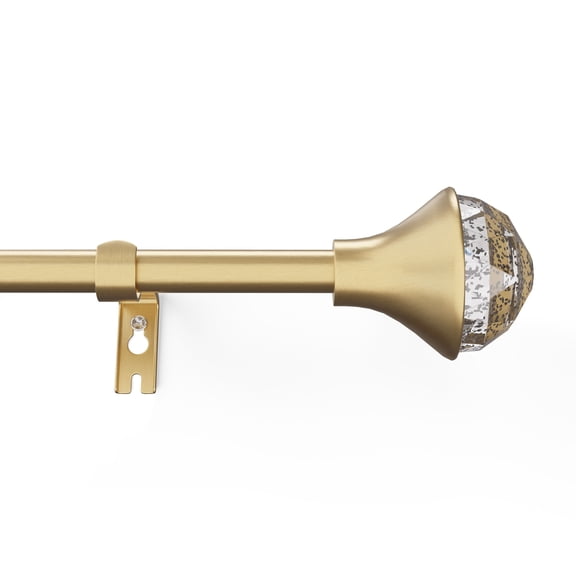 Mainstays Kids 3/4" Gold Faceted Gem Adjustable Single Curtain Rod, 28"-48"