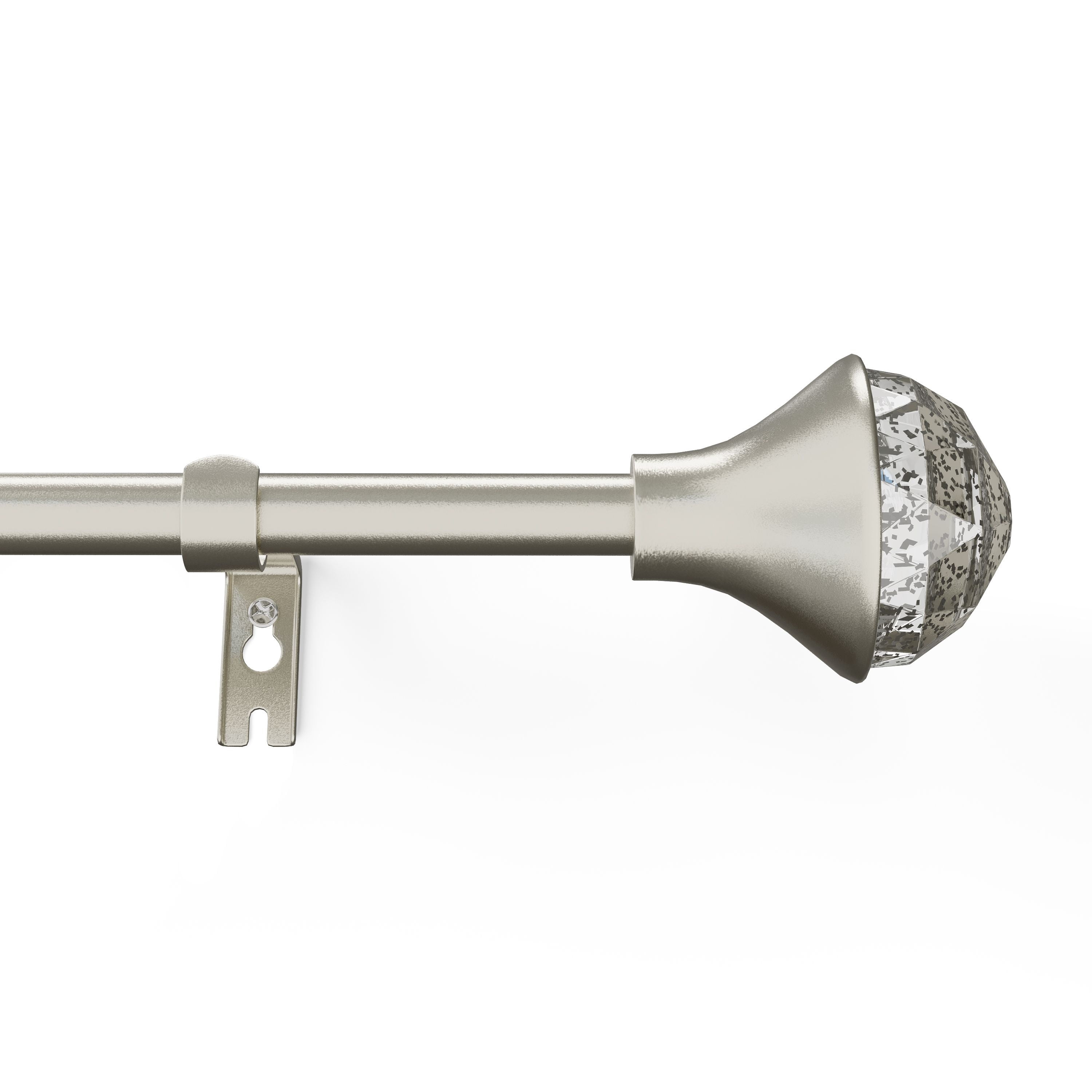 Mainstays Kids 3/4" Satin Nickel Faceted Gem Adjustable Single Curtain Rod, 48"-84"