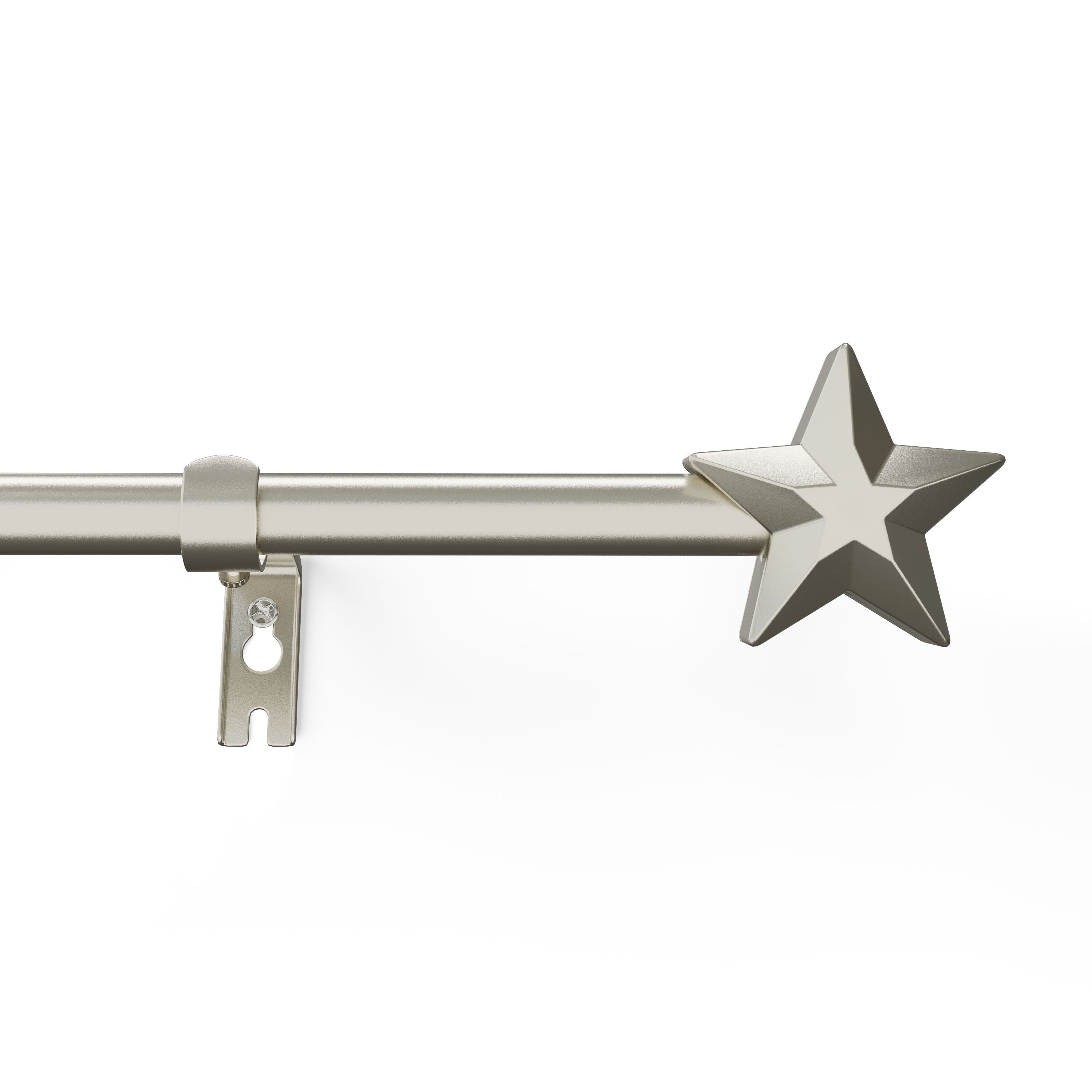 Mainstays Kids 3/4" Satin Nickel Star Adjustable Single Curtain Rod, 28"-48"