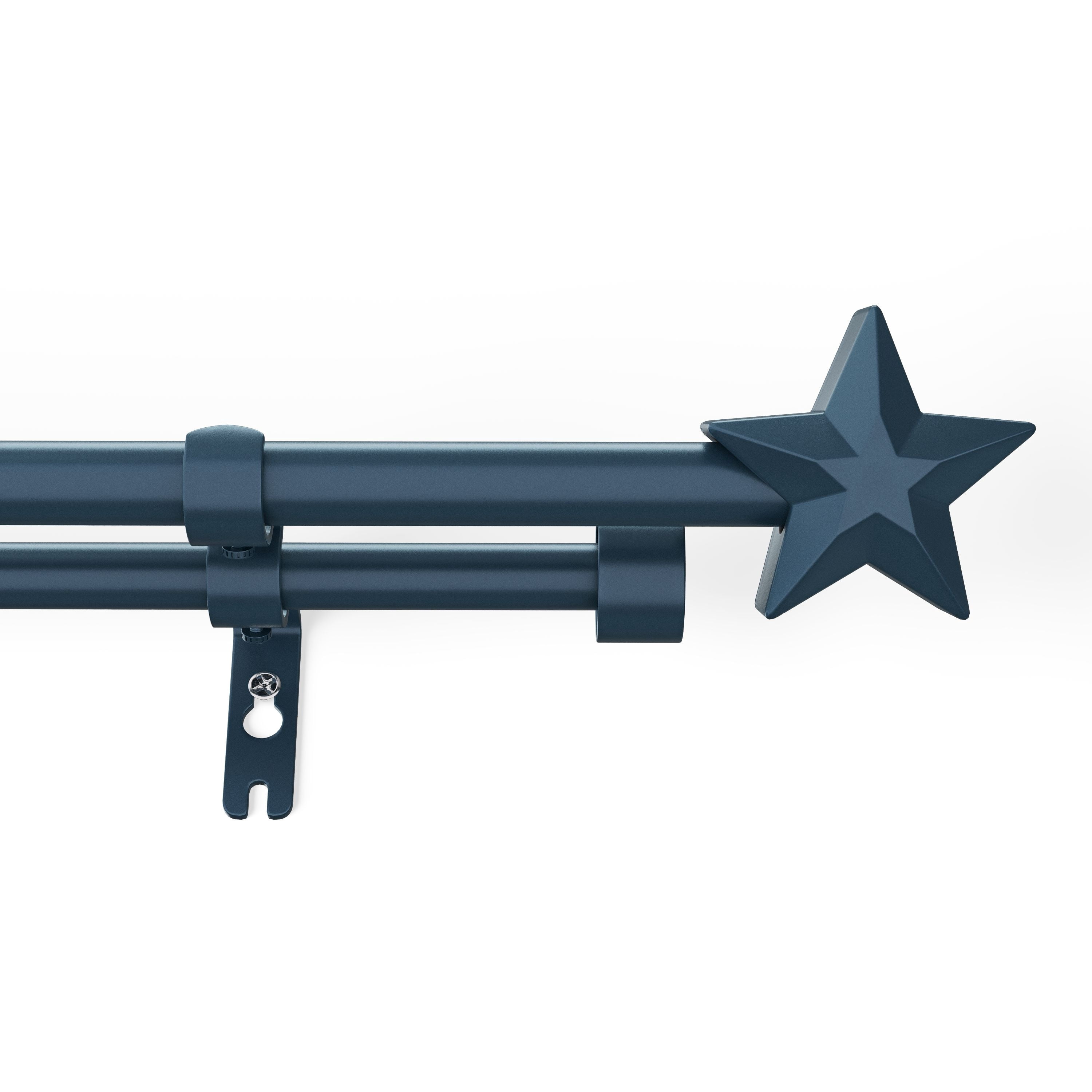 Mainstays Kids 3/4" Navy Blue Star Adjustable Double Curtain Rod, 48"-84"