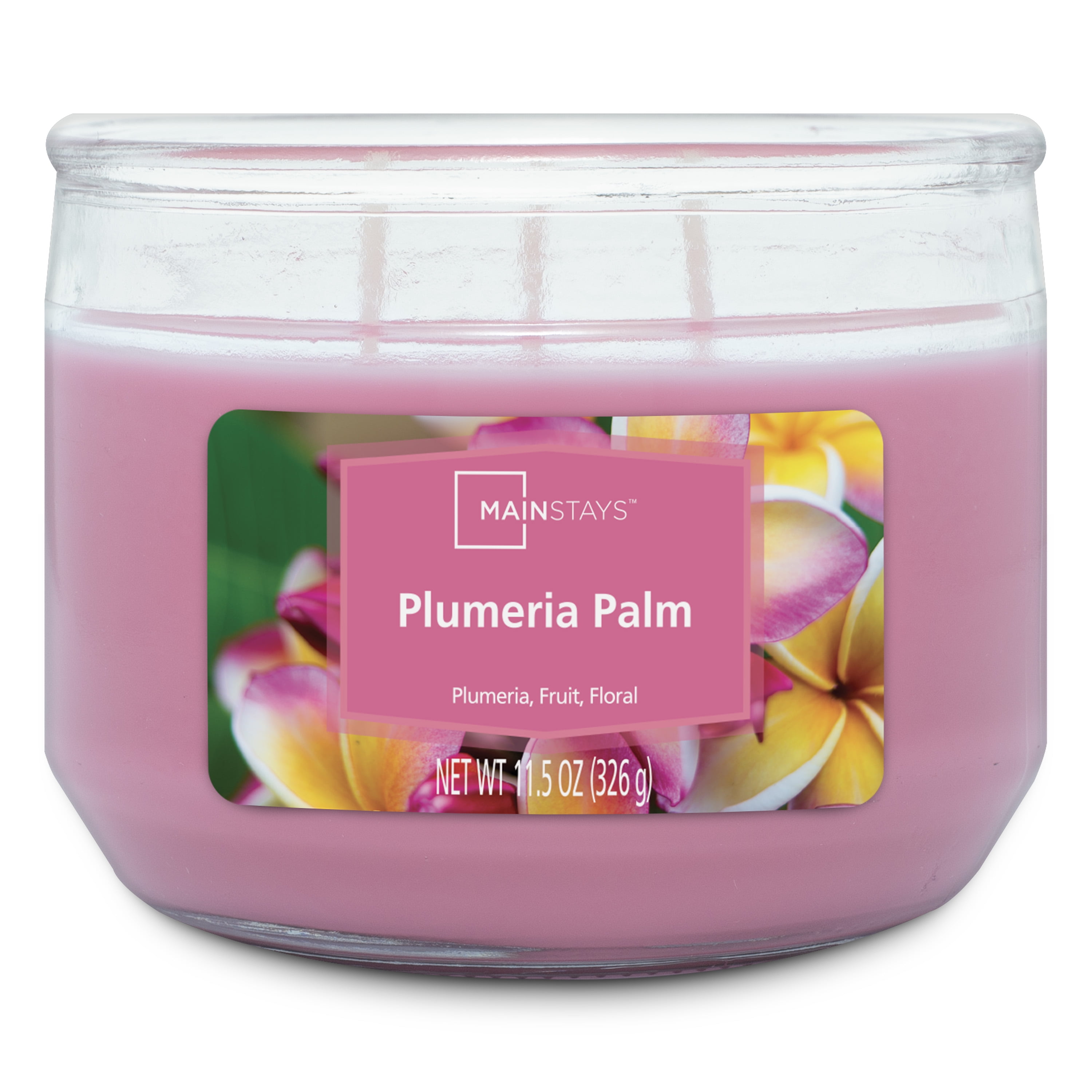 Mainstays Plumeria and Palm Three-Wick Candle, 11.5 oz
