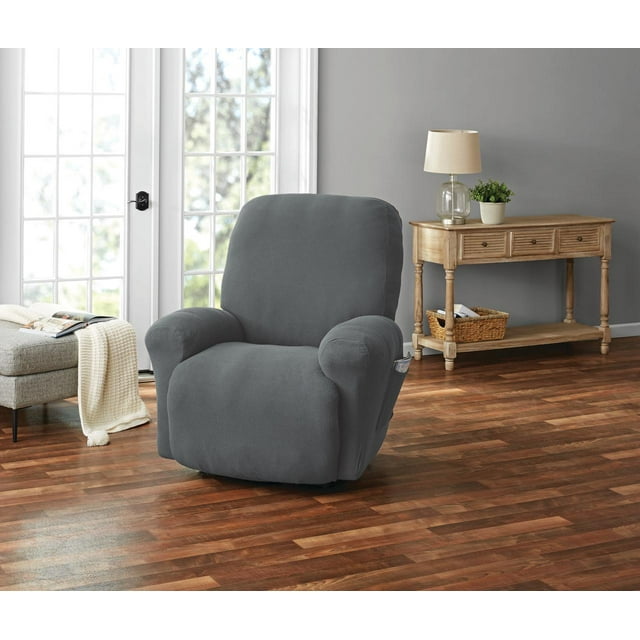 MAINSTAYS RECLINER HERRINGBONE SLIPCOVER CHARCOAL