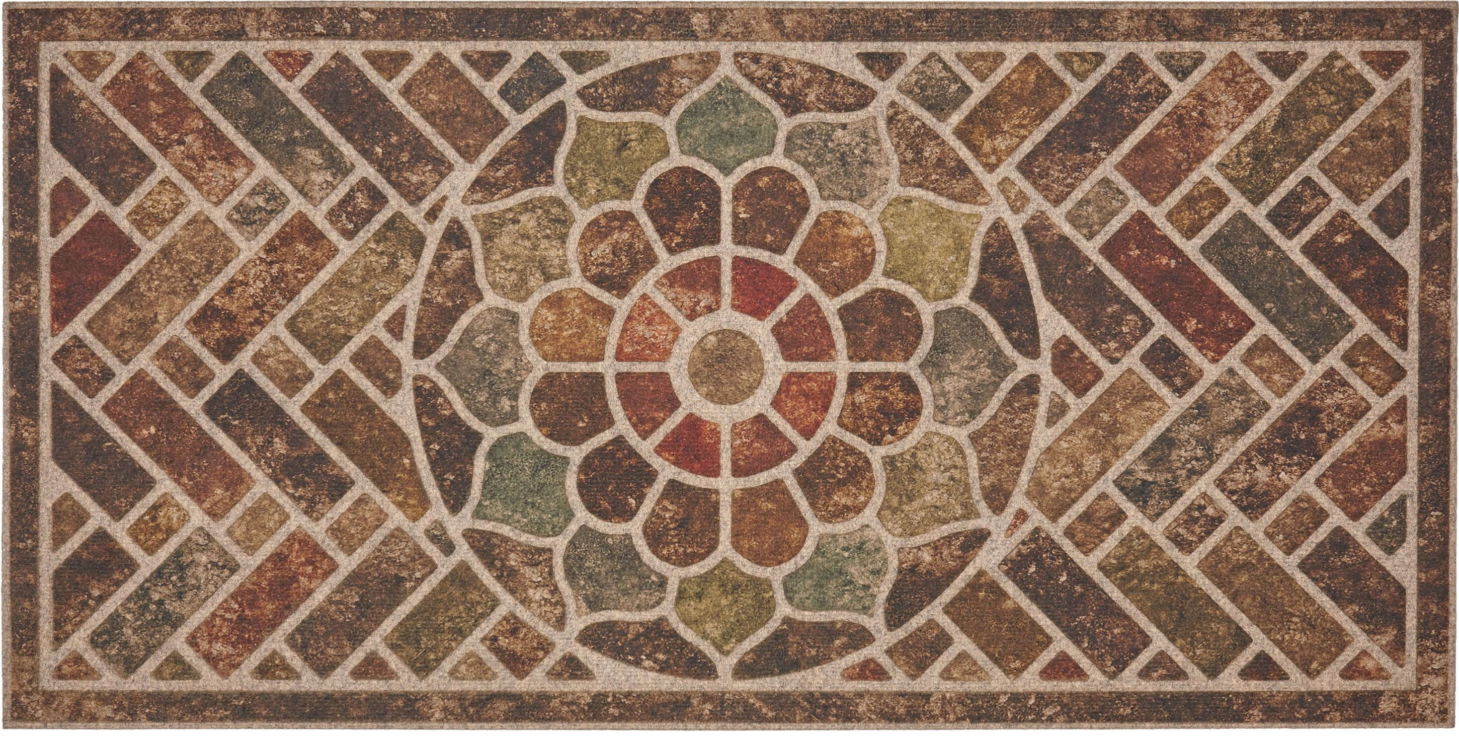 Ornamental Brick Multicolor Recycled Rubber Outdoor Door Mat