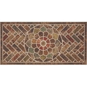 Mainstays Stone Estate Low Pile Moisture Absorbent Polyester Rubber Backed Floral Indoor/Outdoor Doormat, Multi, 24" x 48"