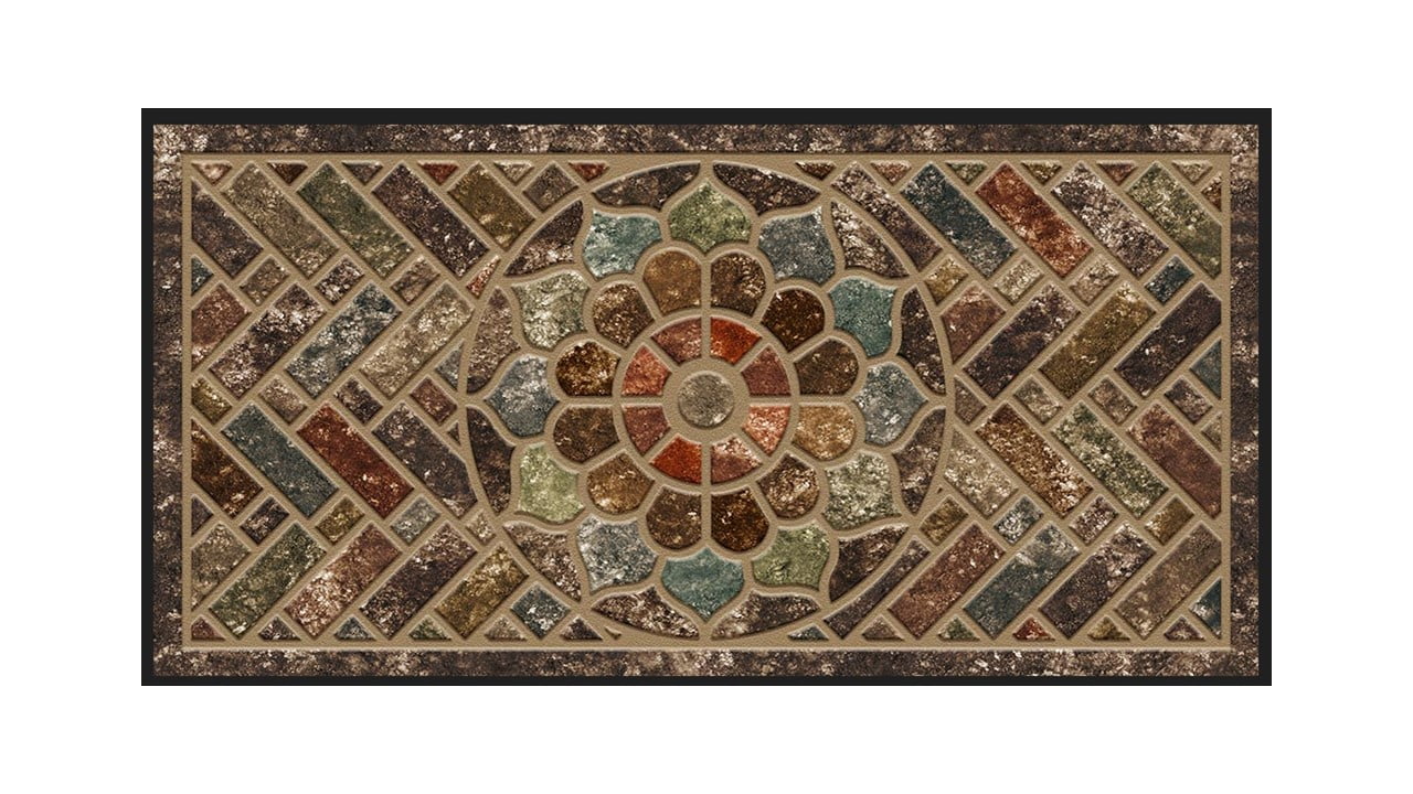Ornamental Brick Multicolor Recycled Rubber Outdoor Door Mat