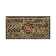 Mainstays Stone Estate Low Pile Moisture Absorbent Polyester Rubber Backed Floral Indoor/Outdoor Doormat, Multi, 24" x 48"
